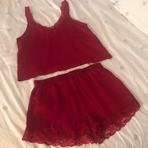 Red Lace Sleep Set